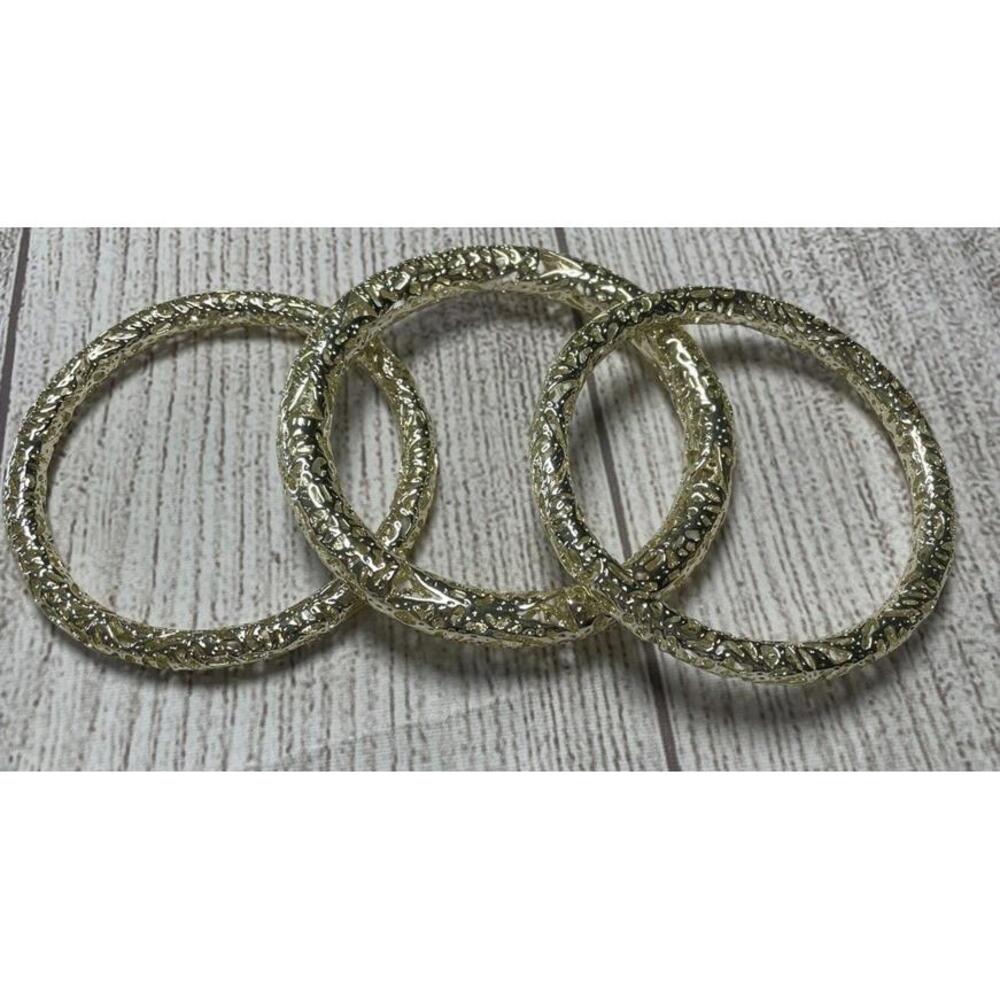 Kendra Scott Lucca 3 Gold Tone Bangle Bracelet Set Filigree